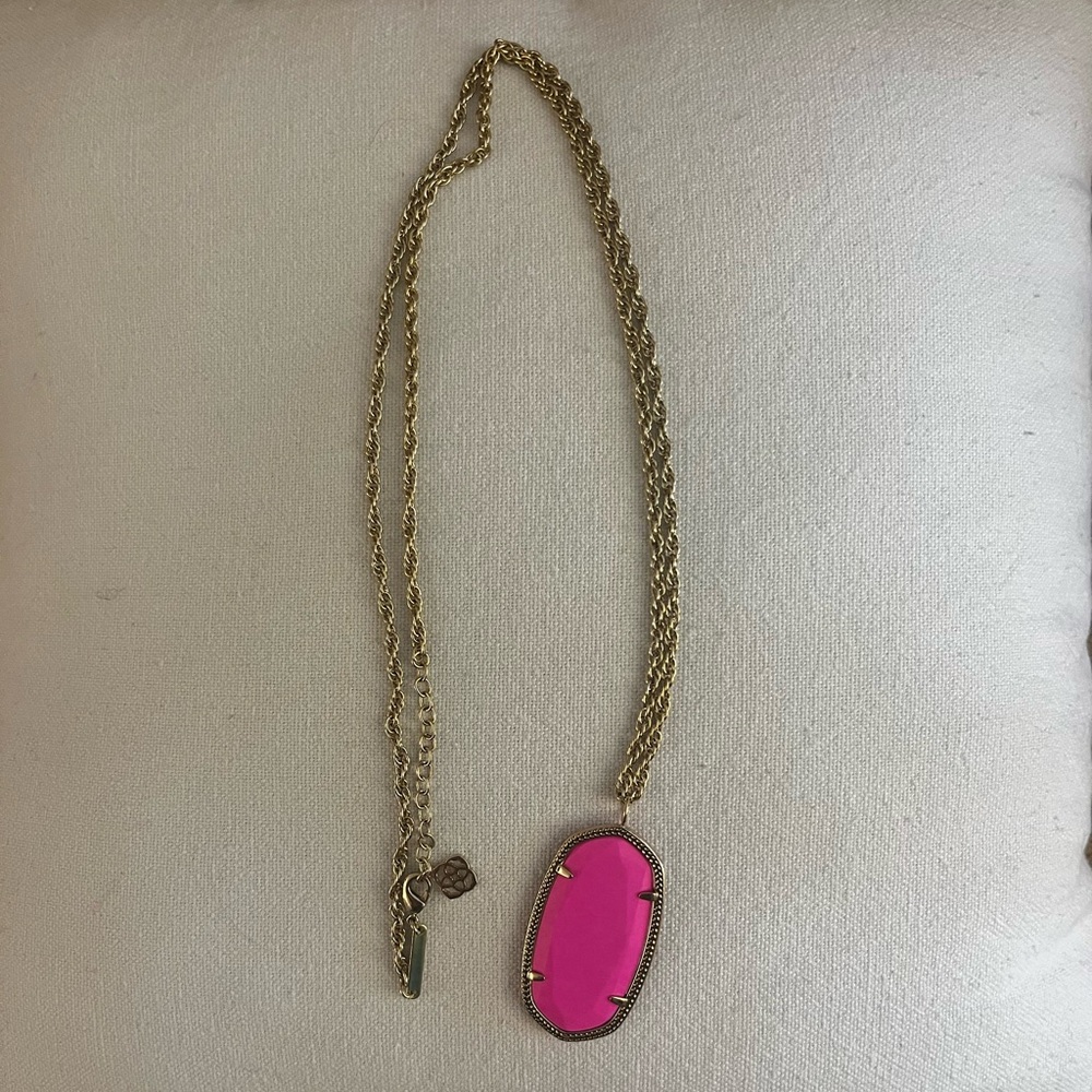 Kendra Scott Gold-tone Necklace with Hot Pink Pendant